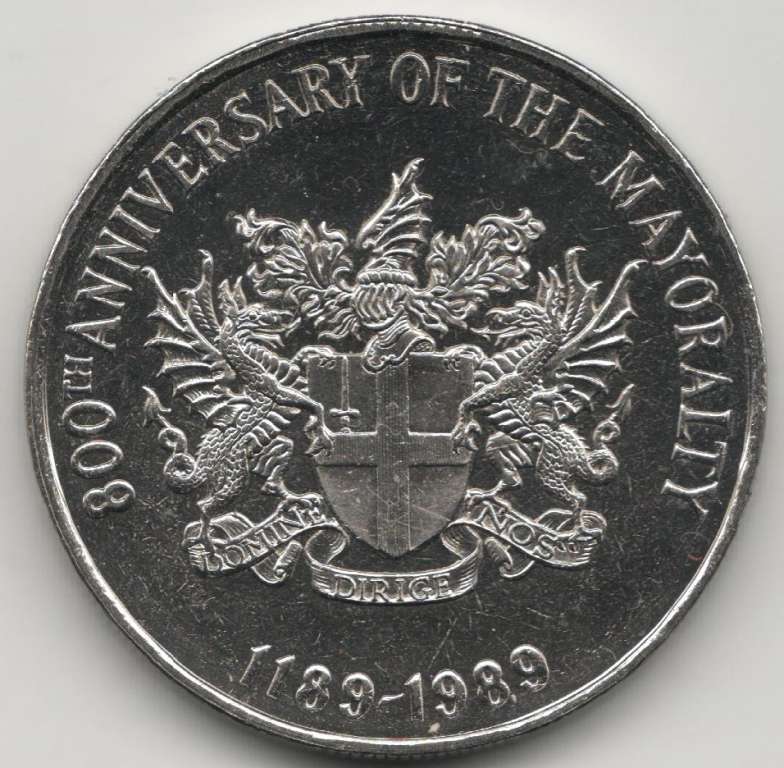 (1989) Медаль Великобритания 1989 год &quot;Лондон Гилдхолл 800 лет&quot;  Медь-Никель  PROOF